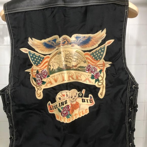 LIMITED EDITION AVIREX LEATHER MOTO BIKER VEST SIZE LARGE - Picture 3 of 13